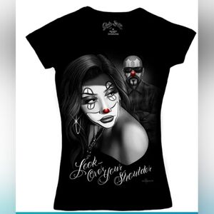 DGA "LOOK OVER YOUR SHOULDER" Fitted Black Graphic Tee